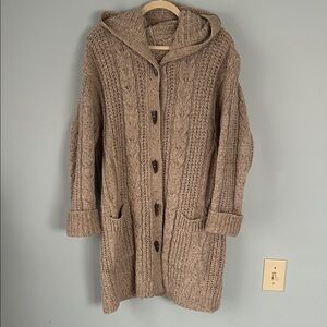 St. Michael Vintage Unisex Hooded Wool Knit Cardigan XL